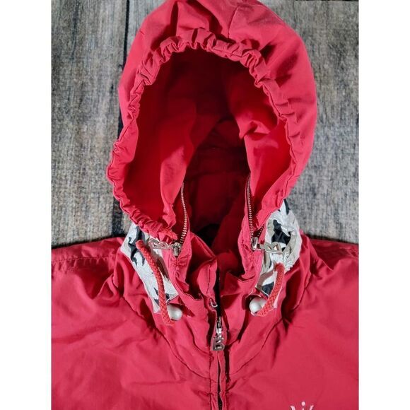 Bogner Womens 12 Red Ski Jacket Shell Embroidered Eagle Winter Coat Hood - Picture 2 of 11